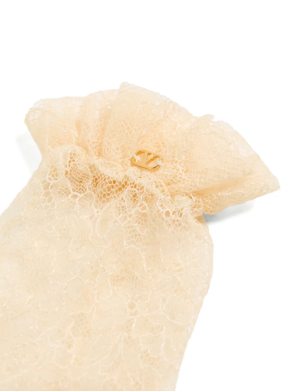 Valentino Garavani Vlogo Signature Lace Gloves - Neutrals 