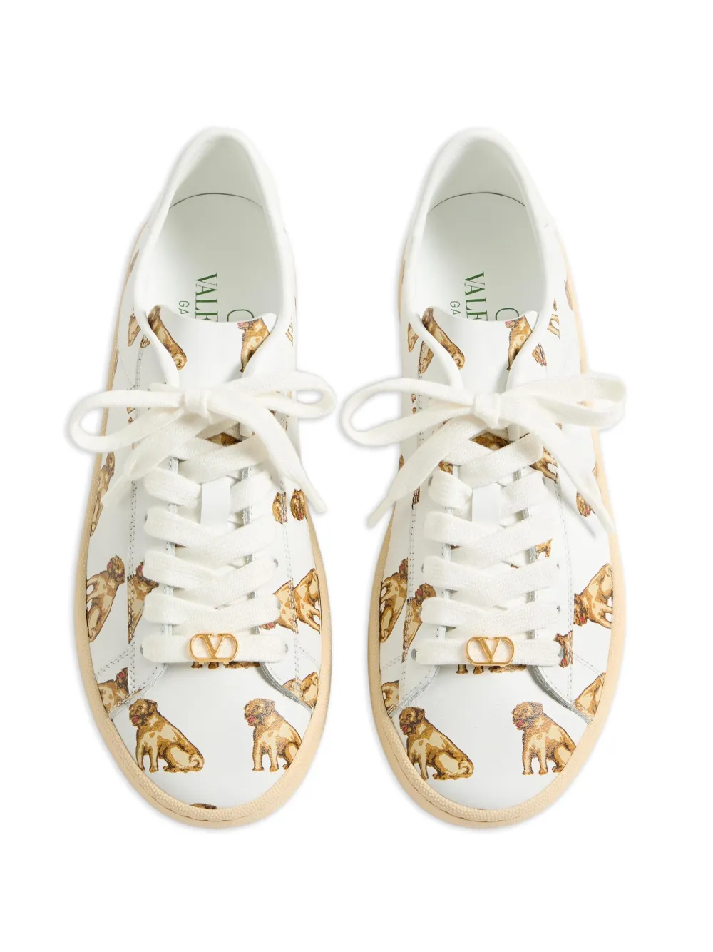 Valentino Garavani Royco Sneakers in Nappa Calfskin with Petit Charles Pattern in White, view 4