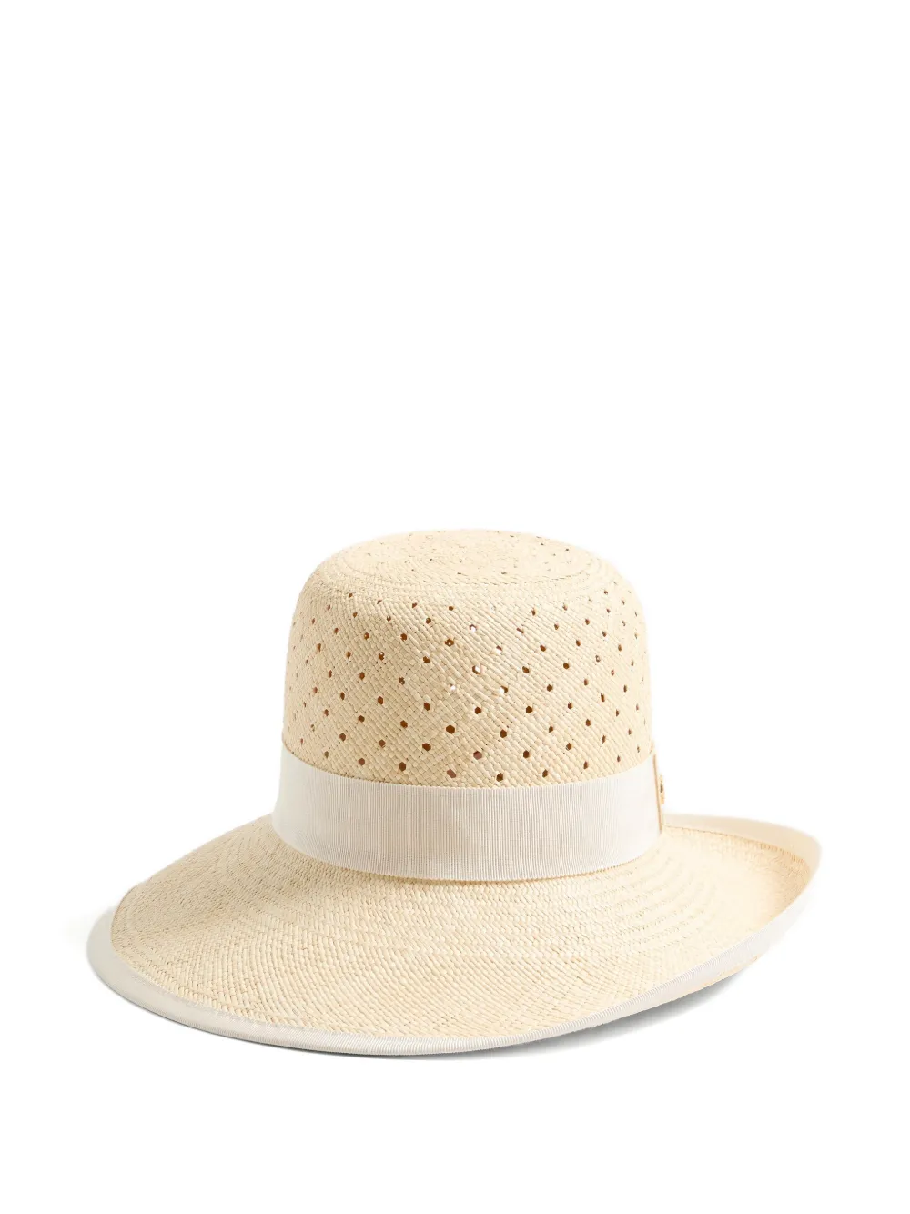 Valentino Garavani VLOGO SIGNATURE HAT IN PERFORATED PANAMA - Toni neutri