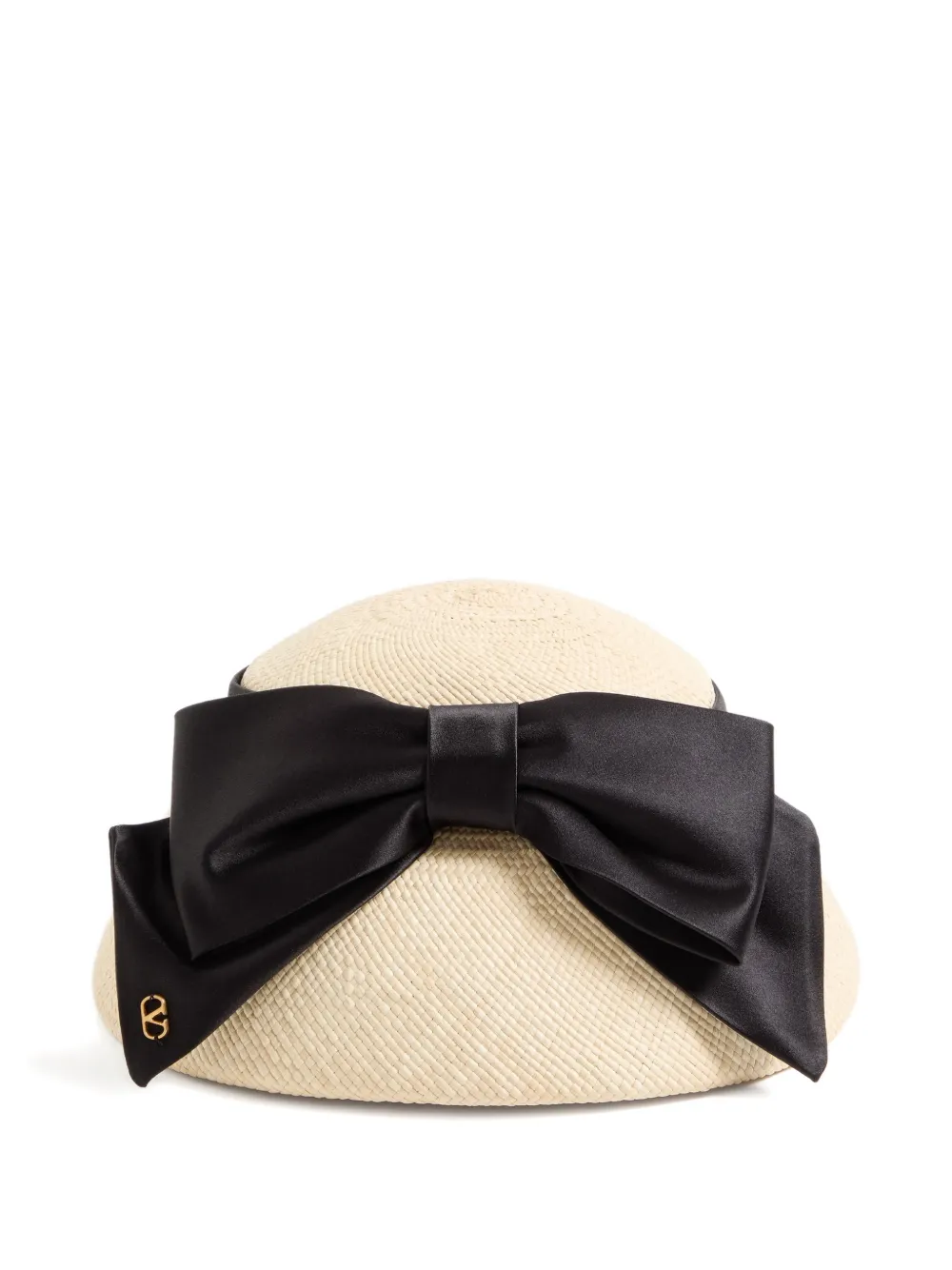 Valentino Garavani satin-bow panama hat - BQB NATURAL/BLACK