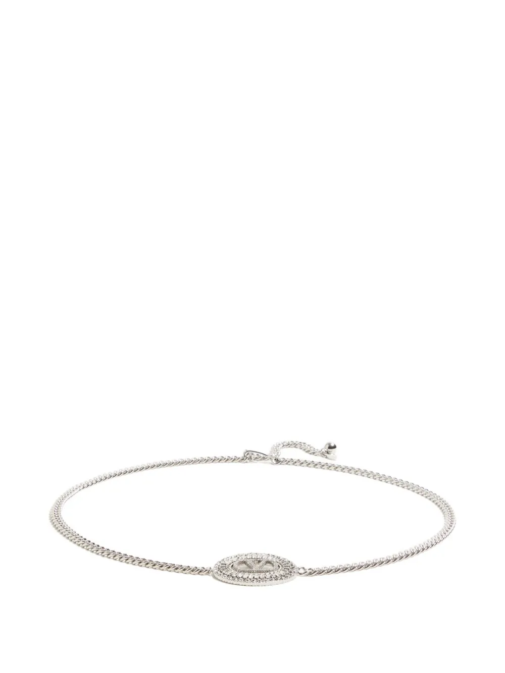 Valentino Garavani VLOGO SIGNATURE CHAIN BELT WITH CRYSTALS - Argento