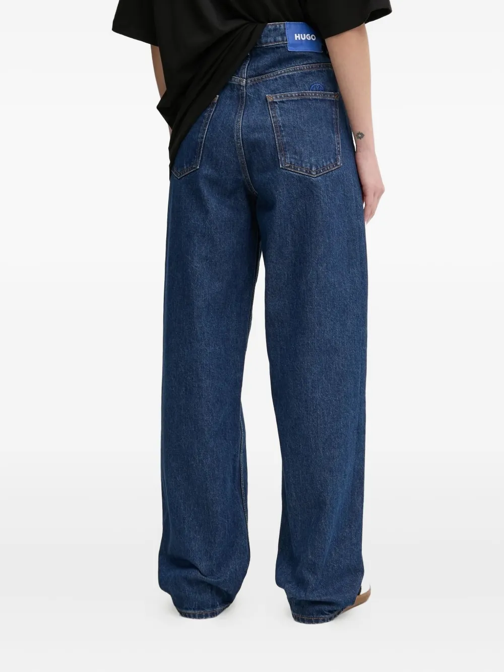 HUGO Jeans met logoplakkaat Blauw