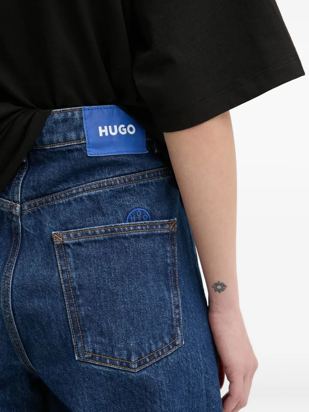 HUGO Jeans met logoplakkaat Blauw