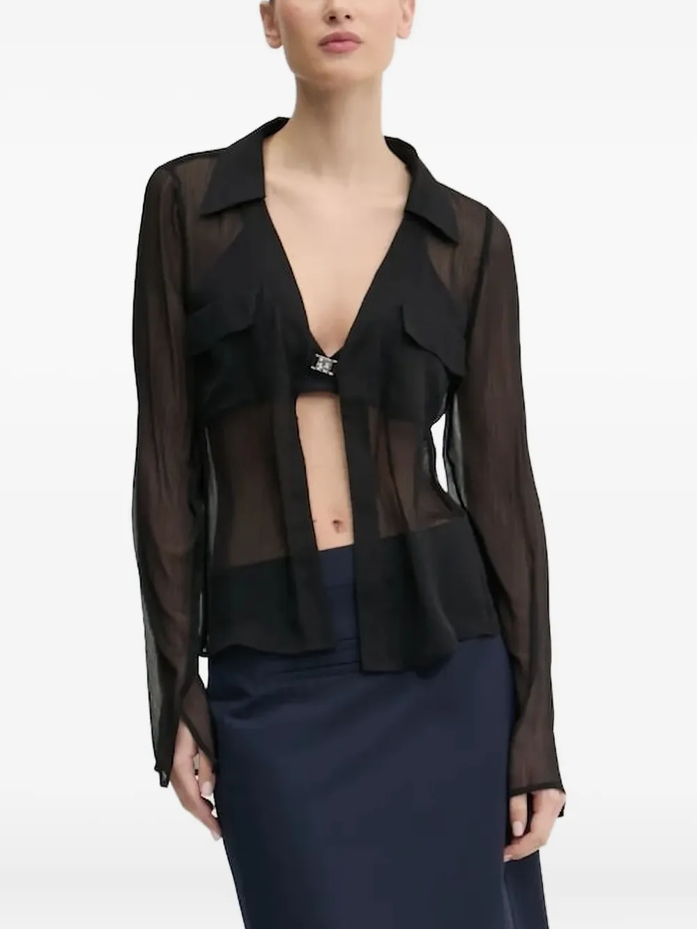 HUGO Semi-doorzichtig blouse Zwart