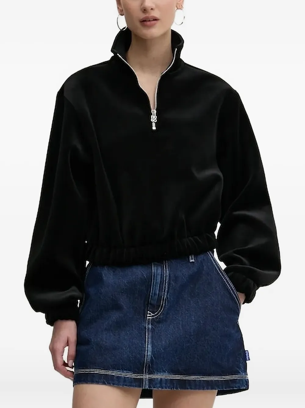 HUGO zip-fastening sweater | Black | Image 1