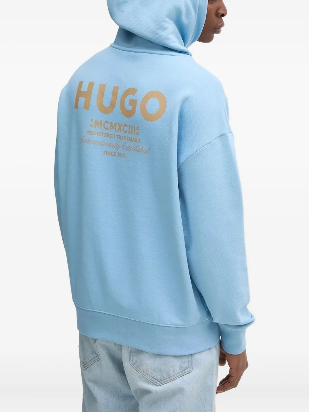 HUGO Hoodie met logoprint Blauw
