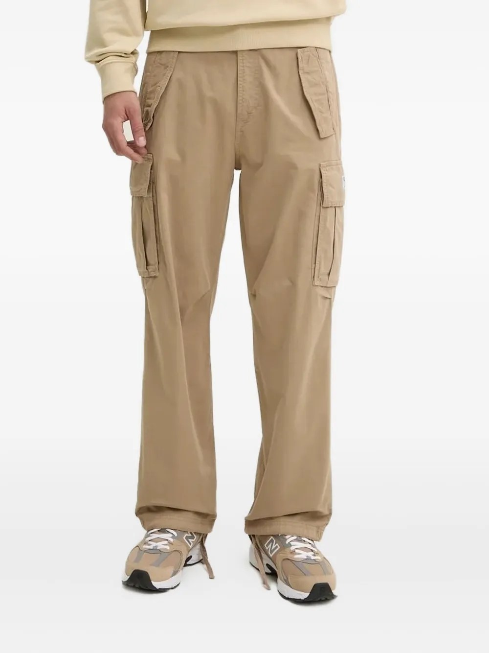 Hugo Boss Herringbone Cargo Straight-leg Trousers In Brown