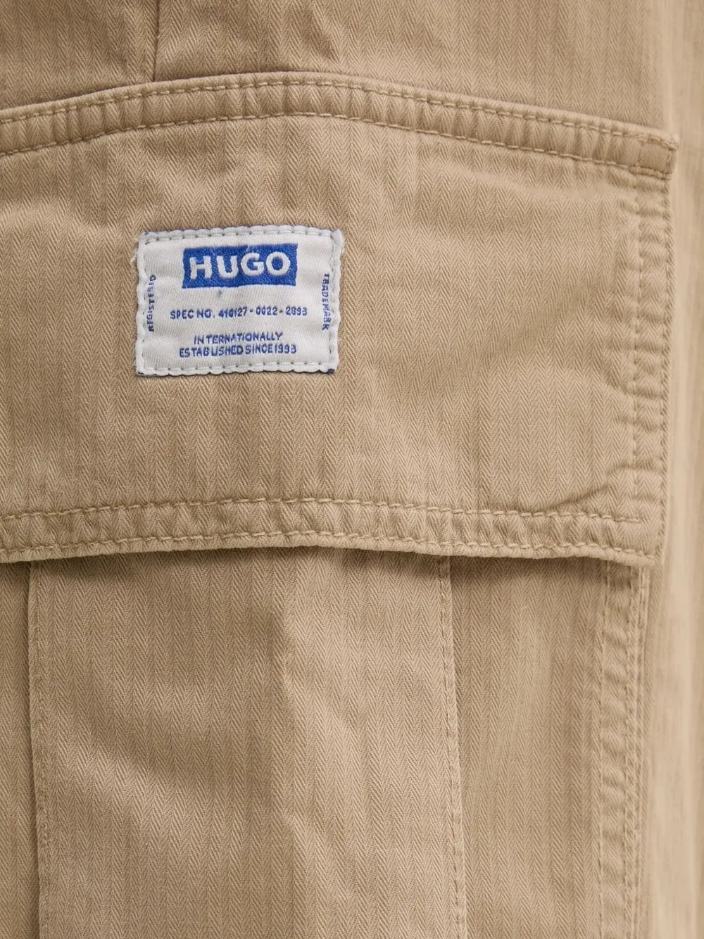 HUGO herringbone cargo straight-leg trousers Beige