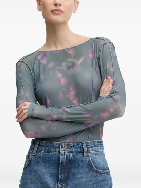 HUGO floral-print mesh t-shirt