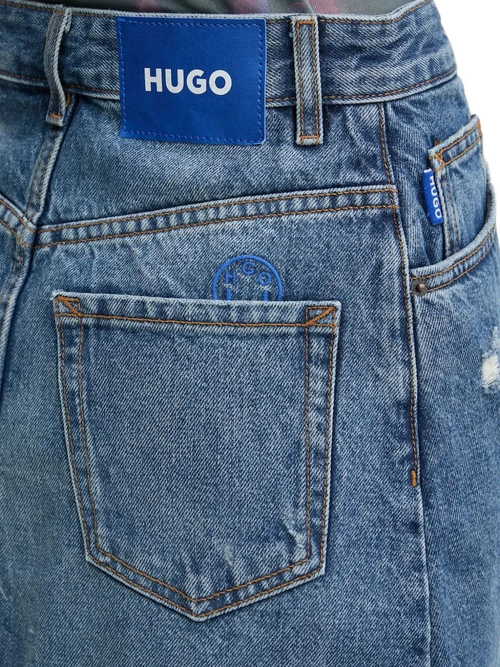 Hugo Boss Front-split Mini Skirt In Blue