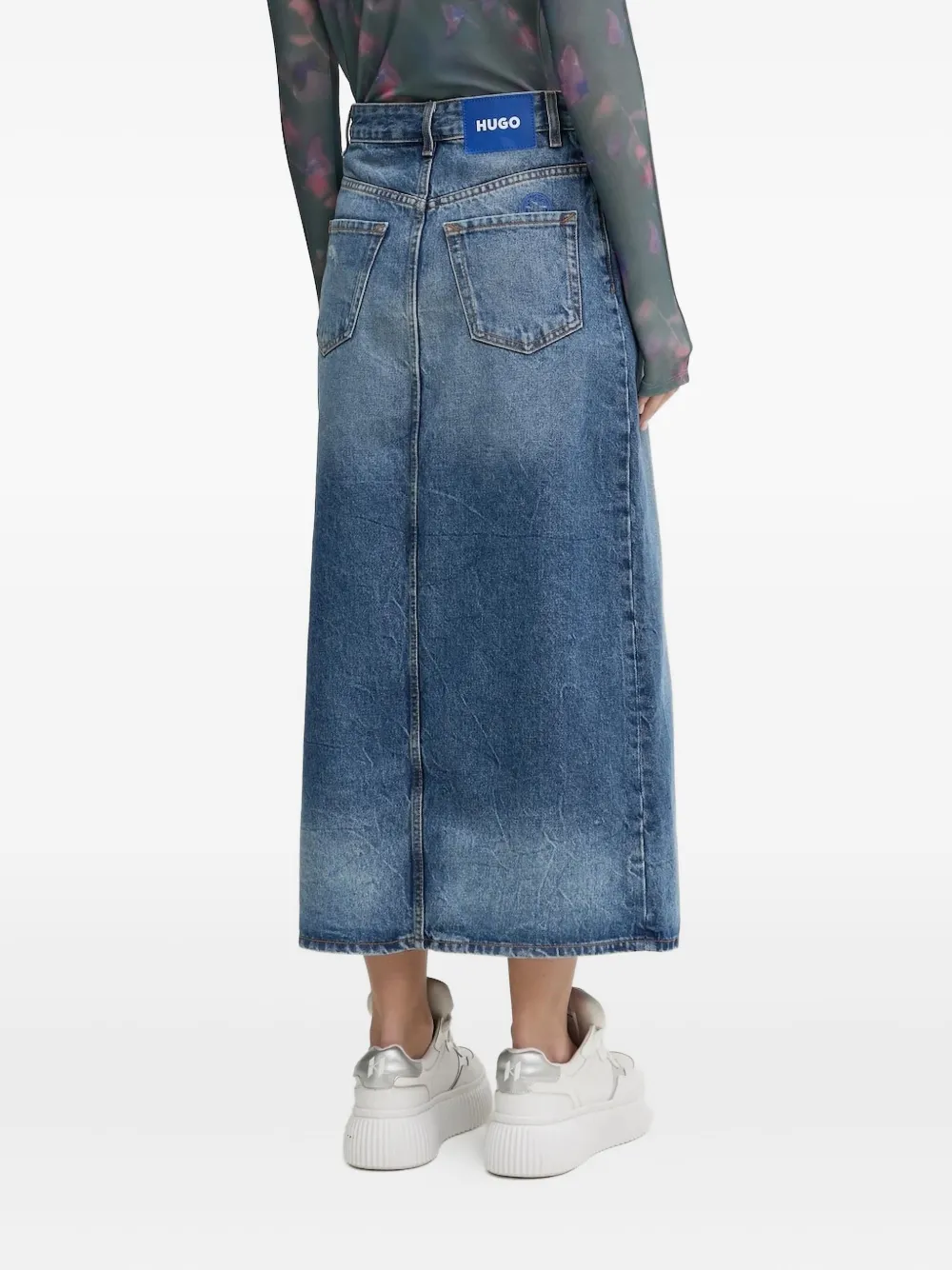 Hugo Boss Front-split Mini Skirt In Blue
