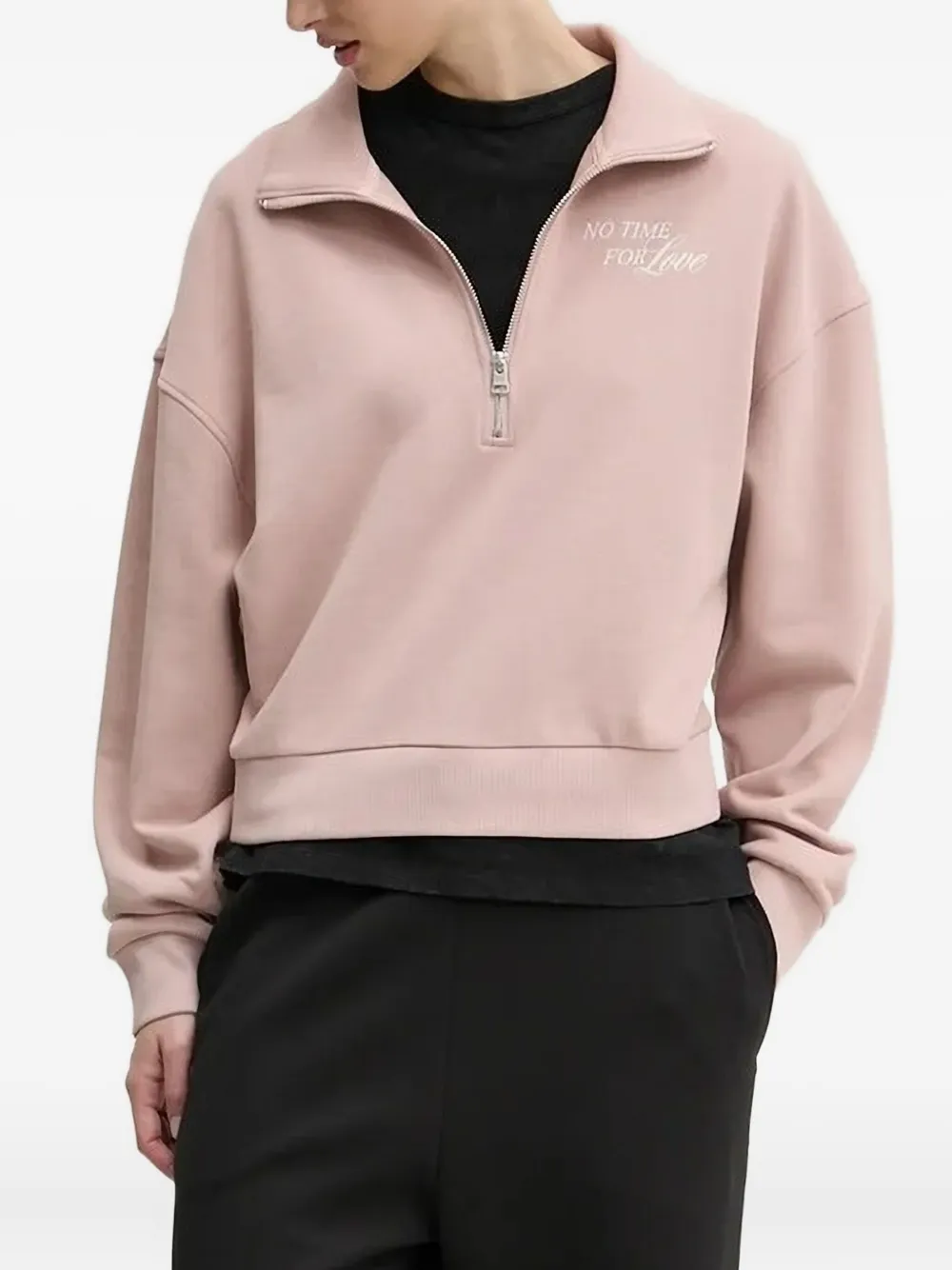 Hugo Boss High-neck Half-zip Sweatshirt In Pink