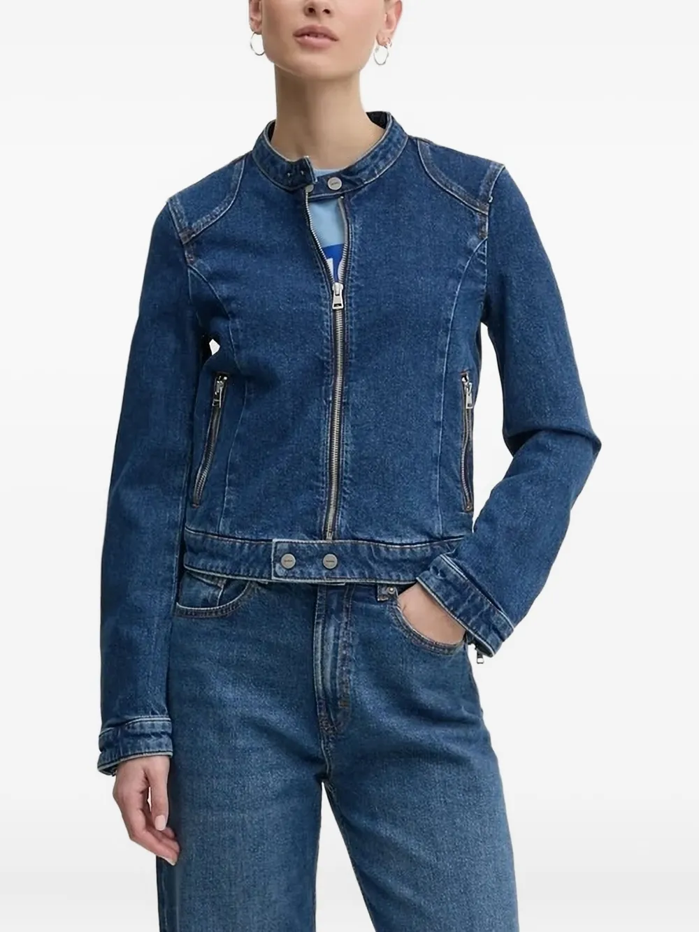 Hugo Boss Panelled Denim Jacket In Blue
