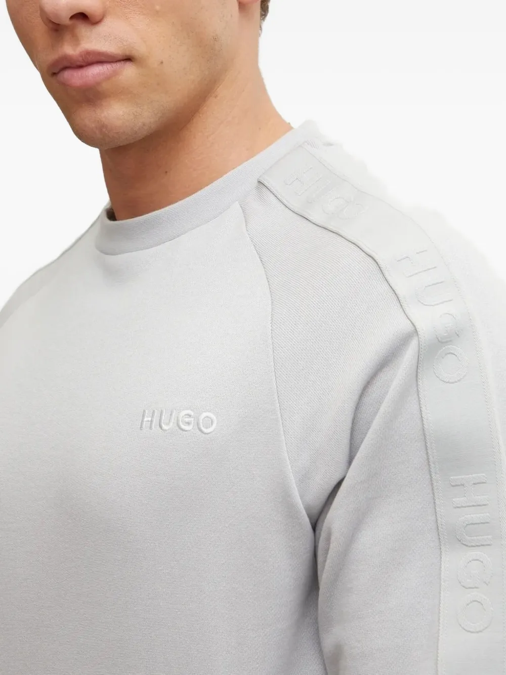 HUGO Sweater met raglan mouwen en geborduurd logo Grijs