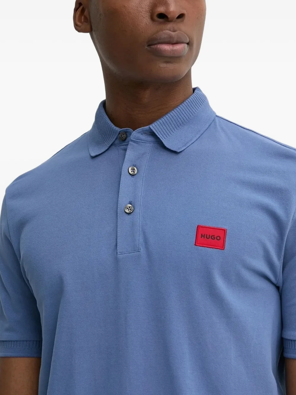 Hugo Boss Logo-patch Polo Shirt In Brown
