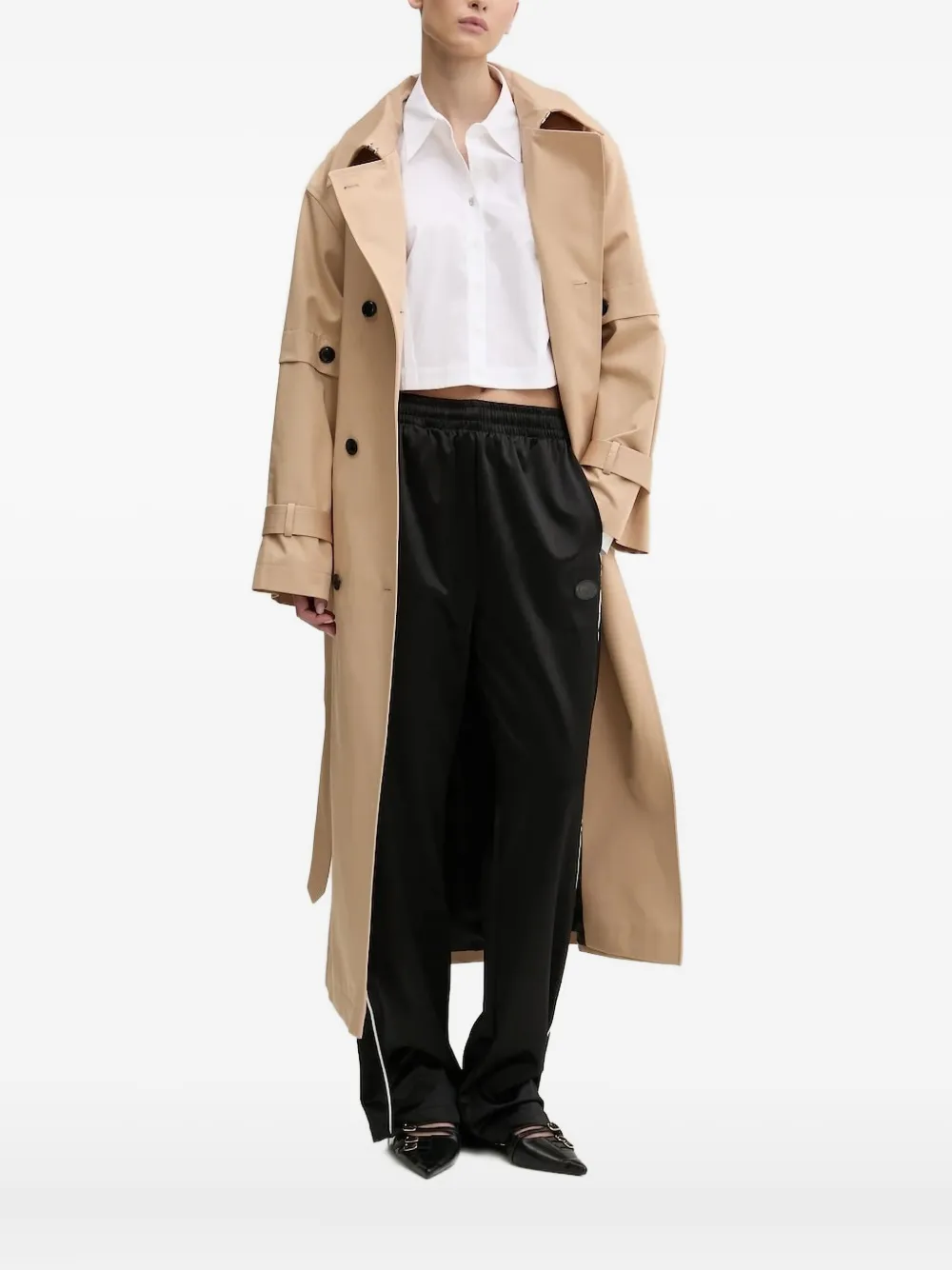 Hugo Boss Cropped Button-down Shirt In White