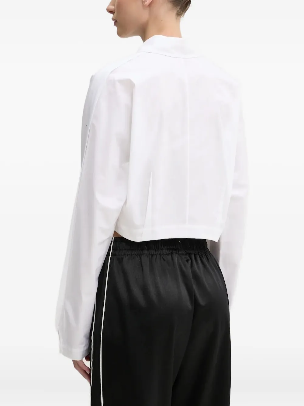 Hugo Boss Cropped Button-down Shirt In White
