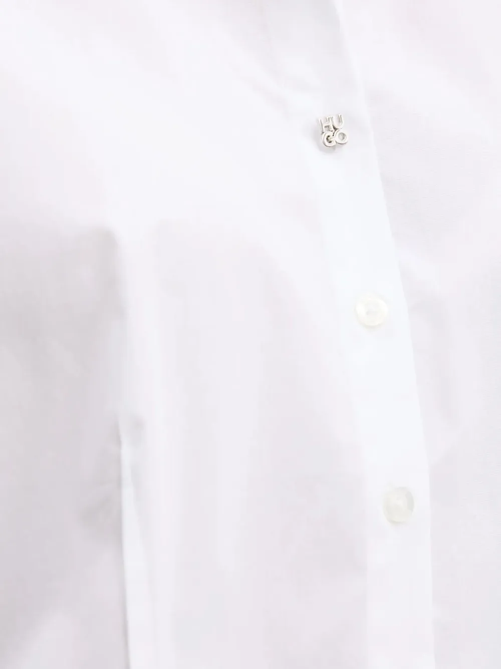 Hugo Boss Cropped Button-down Shirt In White