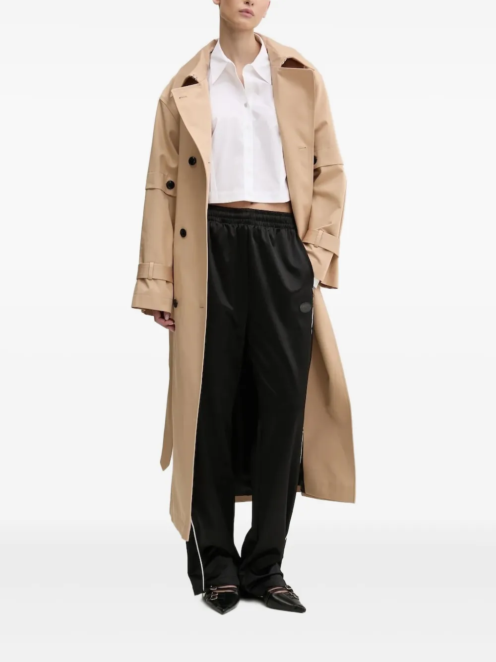 HUGO Cropped button-down blouse Wit