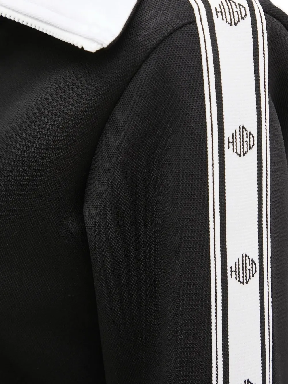 Hugo Boss Contrast-collar Zip-up Sweater In Black