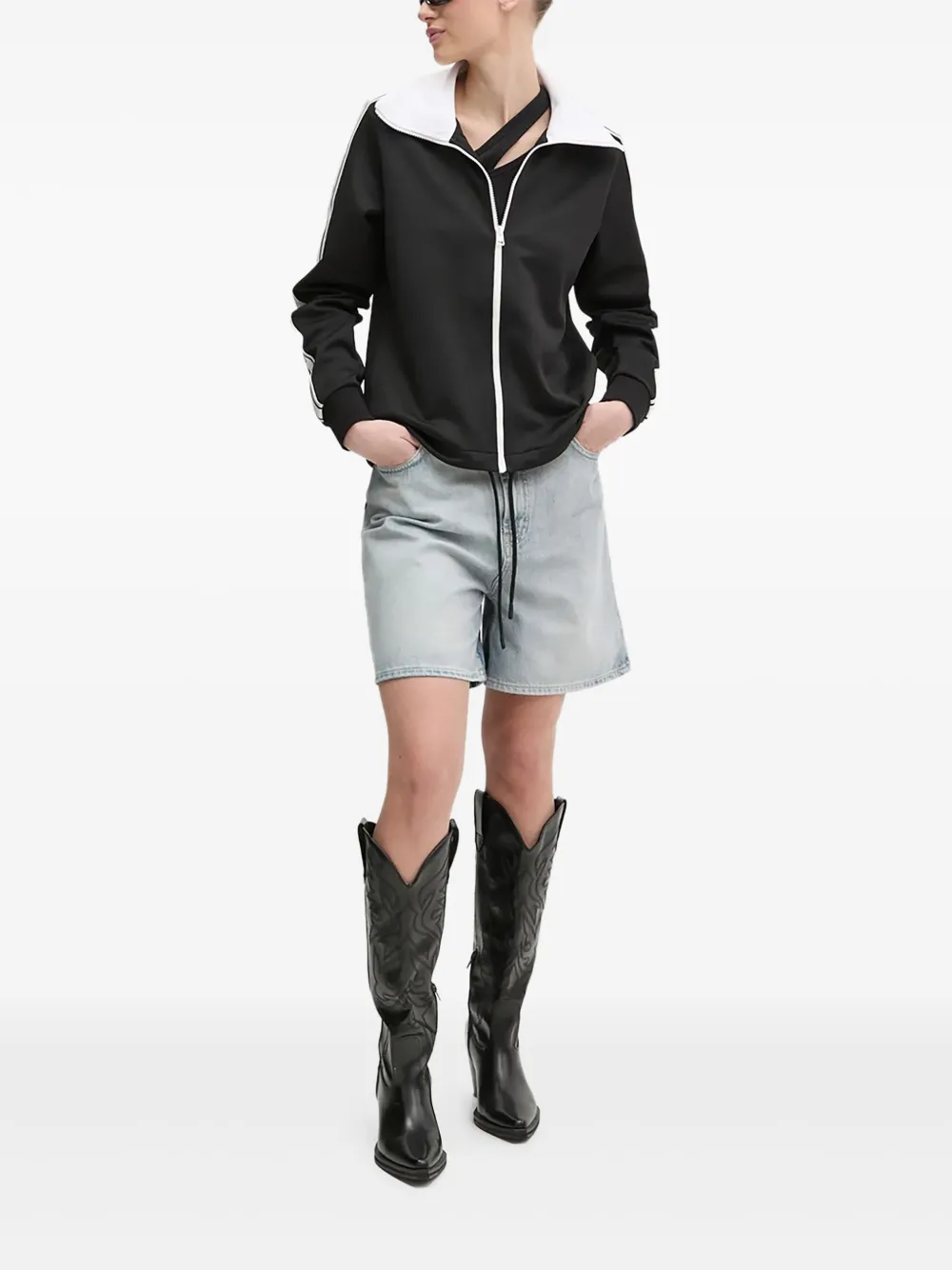 HUGO contrast-collar zip-up sweater | Black | Image 1
