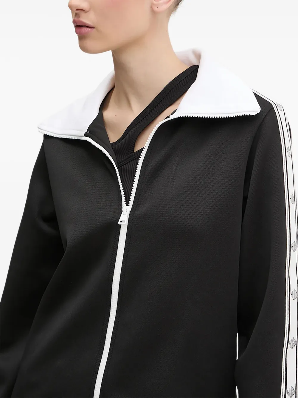 HUGO Trui met contrasterende kraag en rits Zwart