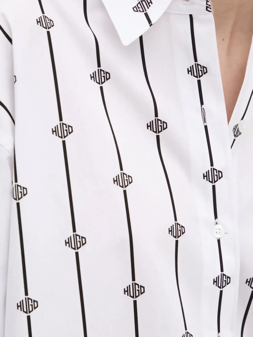 Hugo Boss Monogram-print Striped Shirt In White