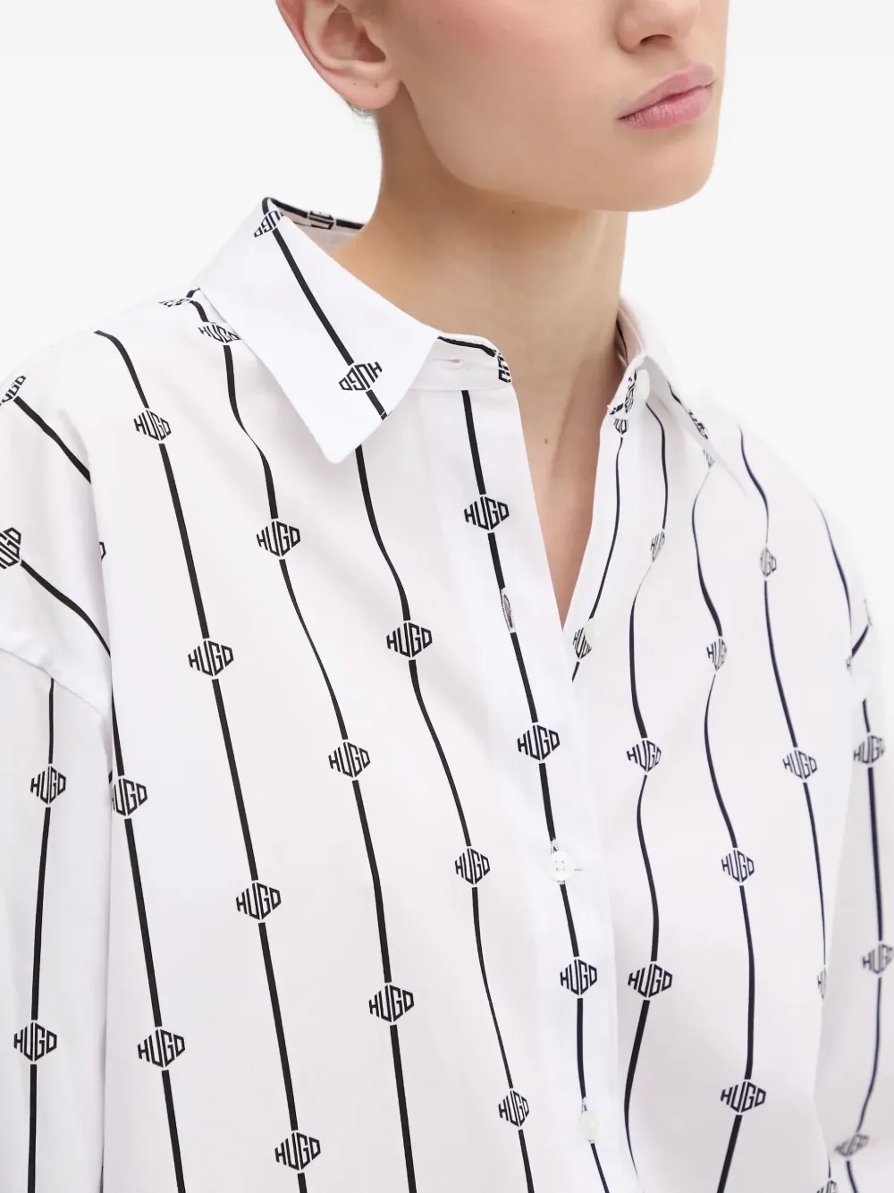 Hugo Boss Monogram-print Striped Shirt In White