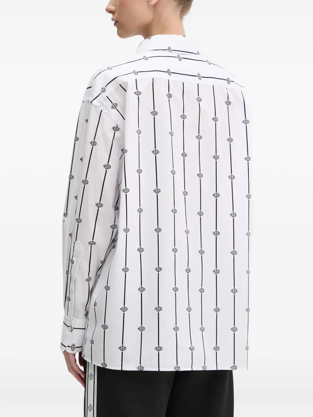 Hugo Boss Monogram-print Striped Shirt In White