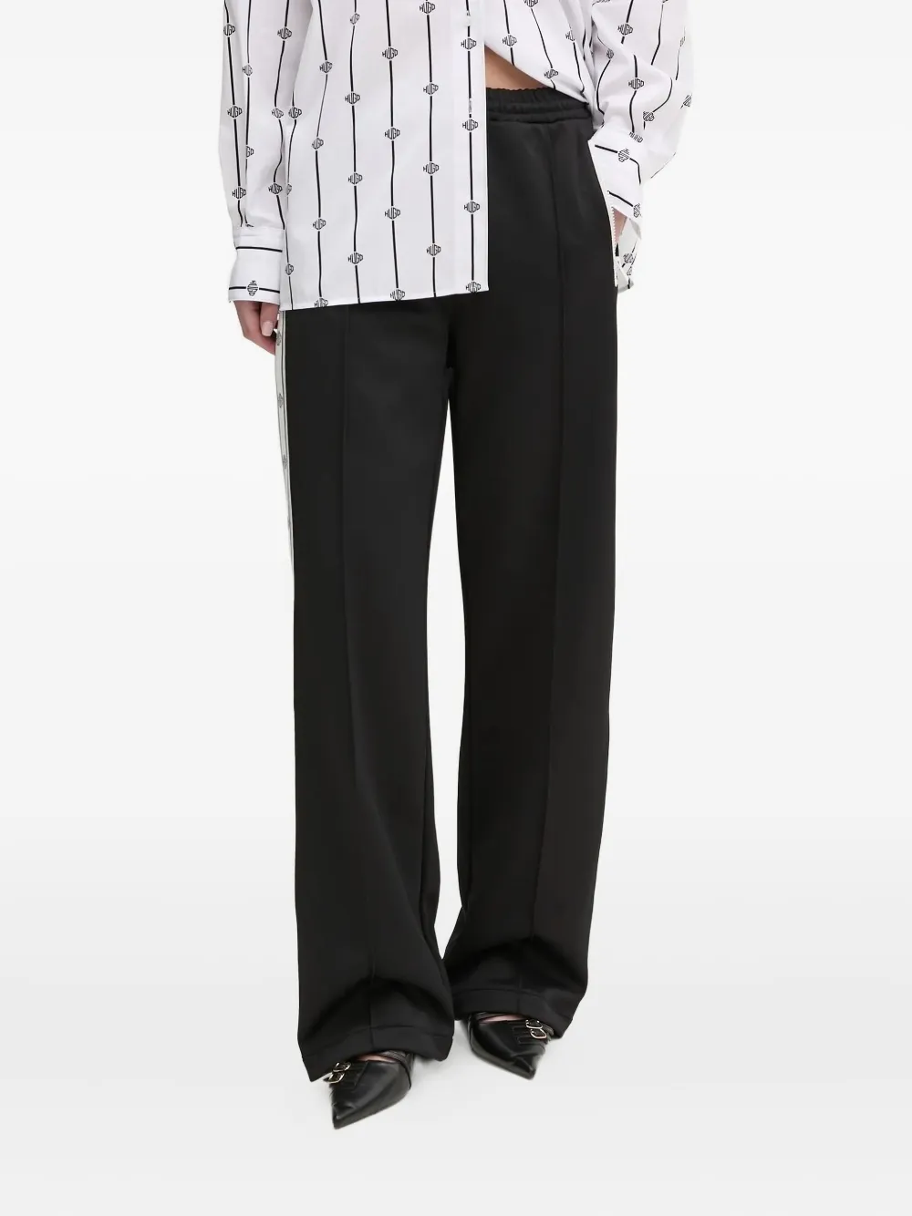 Hugo Boss Side-stripe Trousers In Black