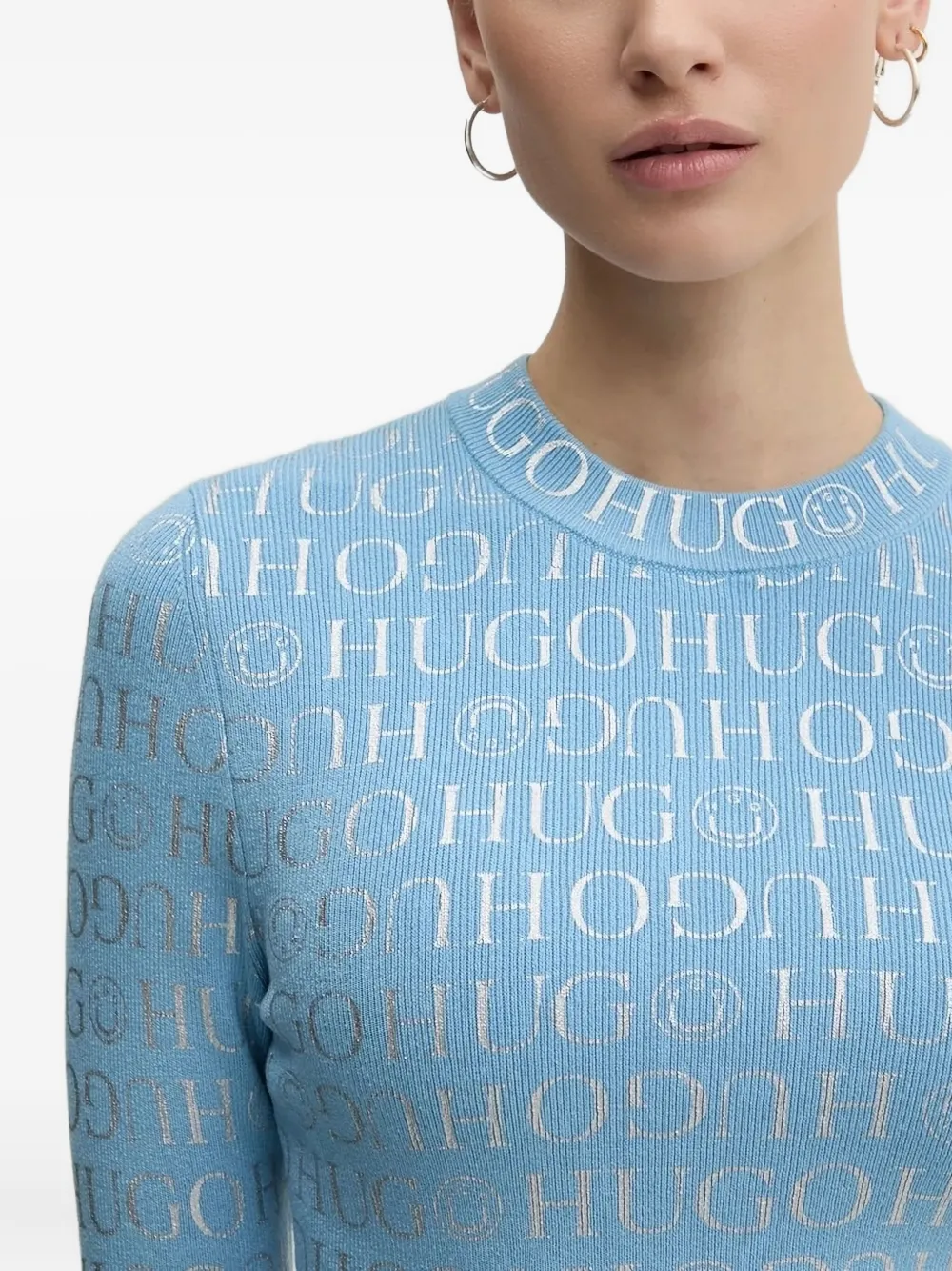 HUGO Top met logoprint Blauw