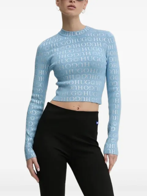 HUGO logo-print long-sleeve top