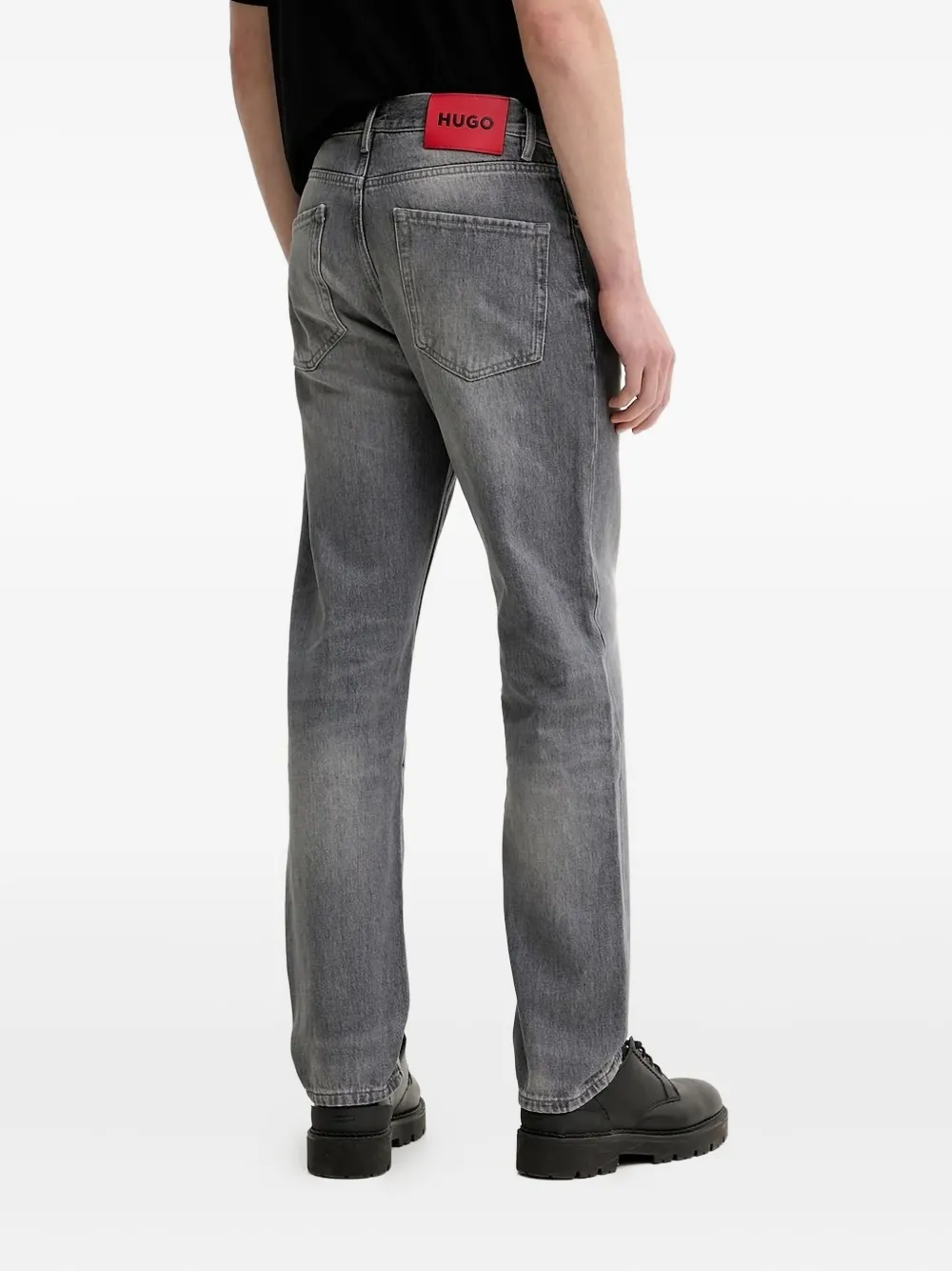 HUGO logo-patch jeans Grijs