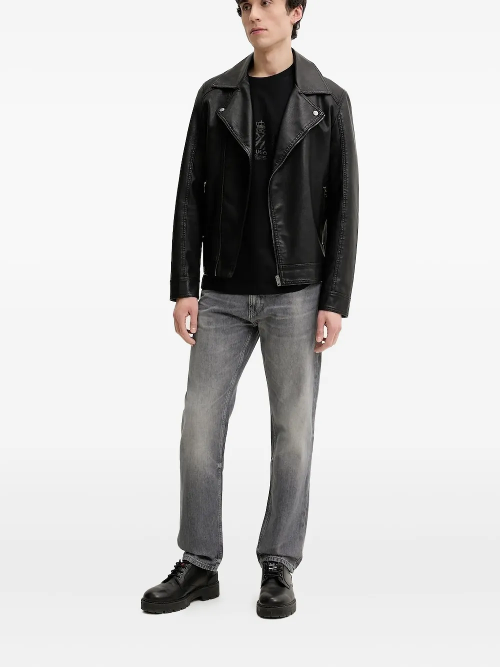 HUGO logo-patch jeans Grijs