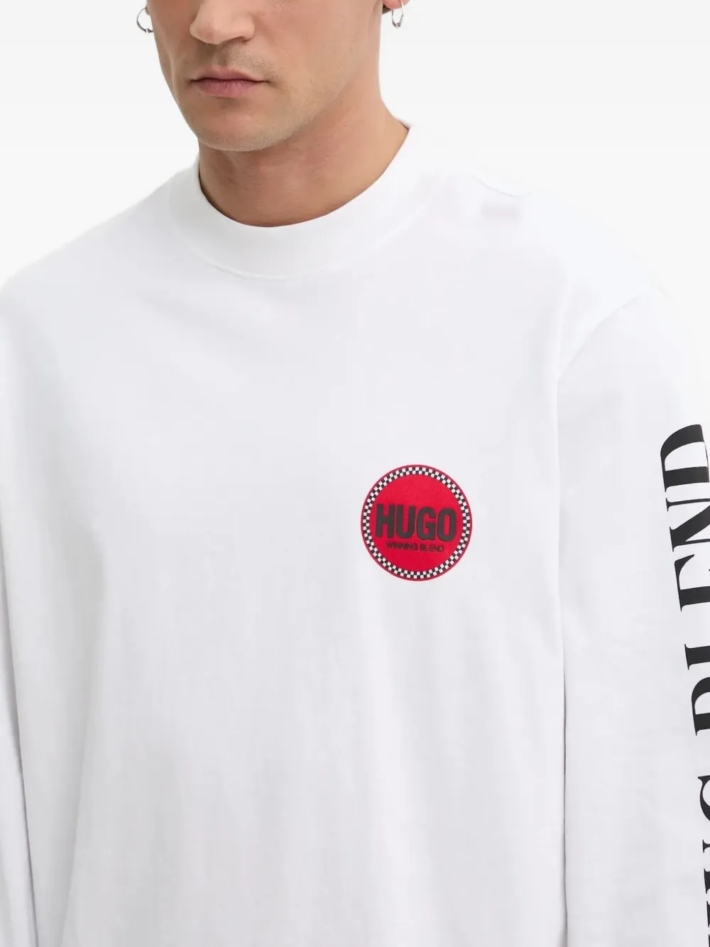 HUGO long-sleeve racing-print T-shirt Wit