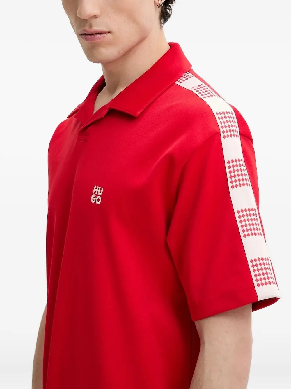 HUGO point-collar panelled polo shirt Rood