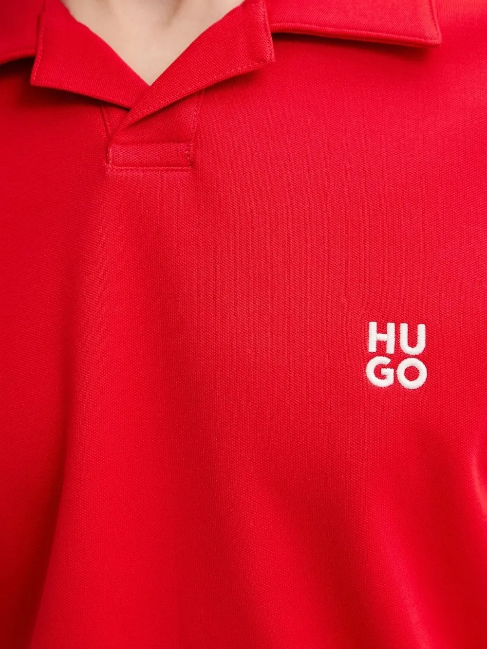 HUGO point-collar panelled polo shirt Rood