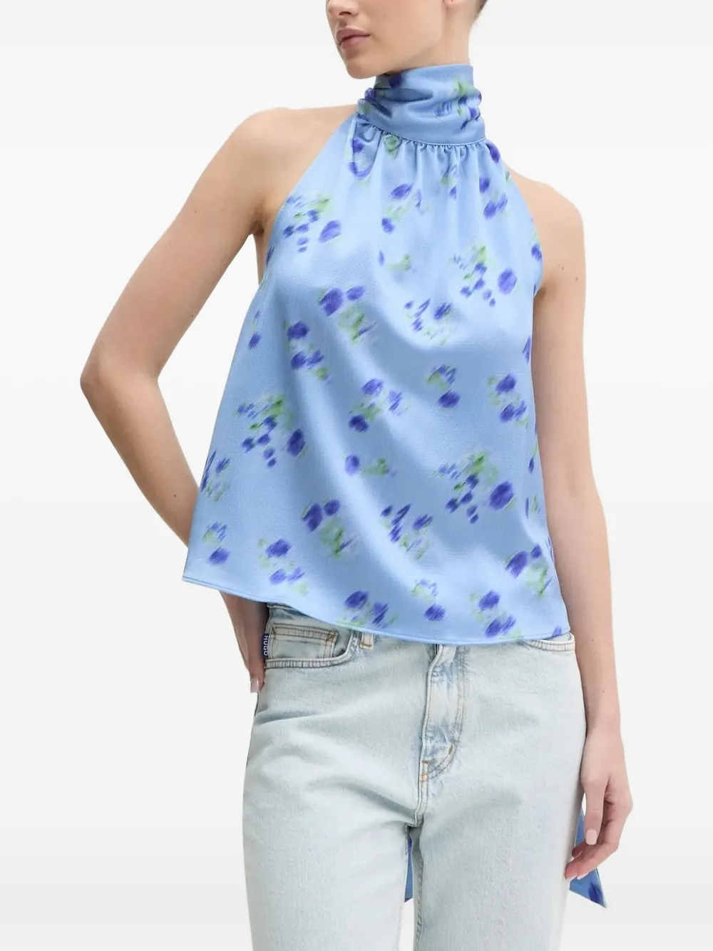 HUGO halter-neck floral-print top - ブルー HUGO halter-neck floral-print top - ブルー