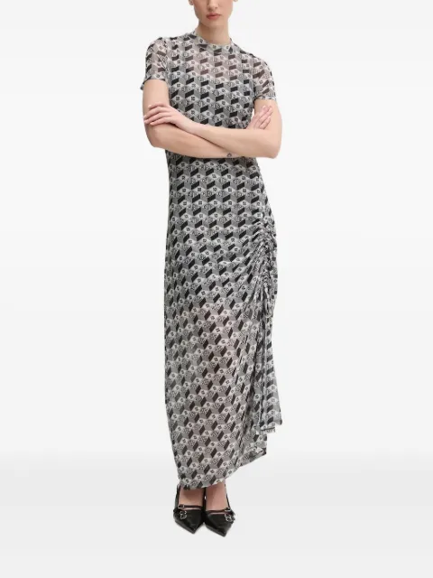 HUGO logo-print gathered maxi dress