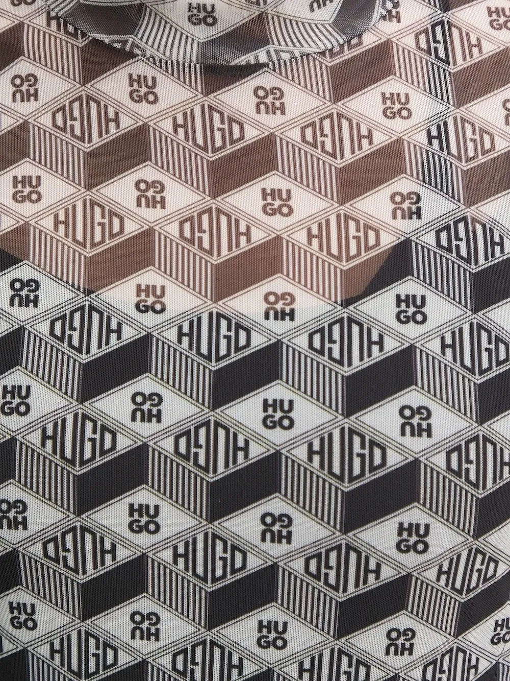 HUGO Gesmockte maxi-jurk met logoprint Zwart