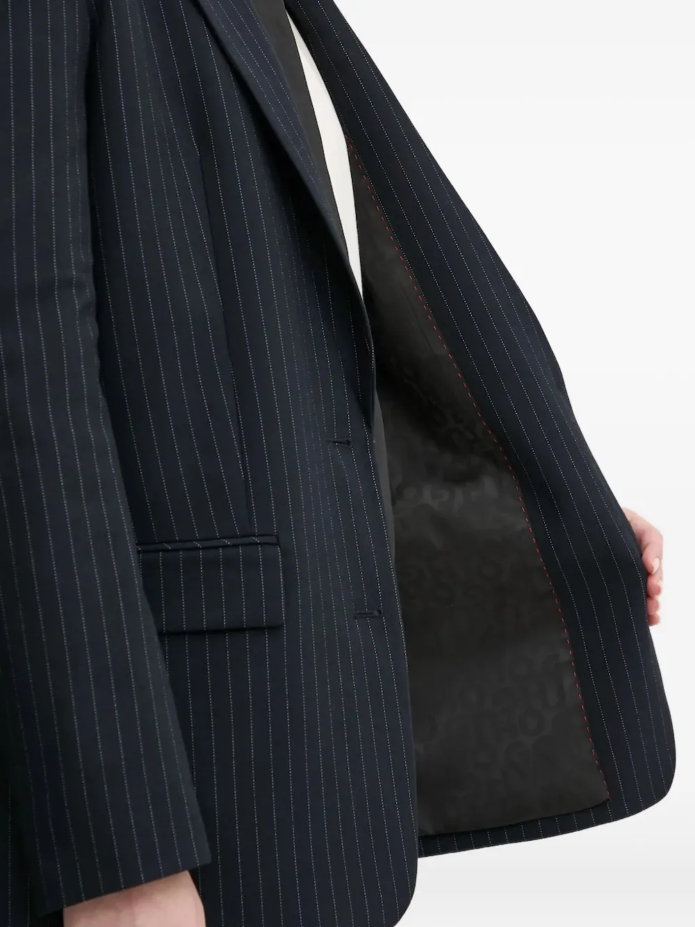 Hugo Boss Pinstripe Buttoned Suit Jacket In Black