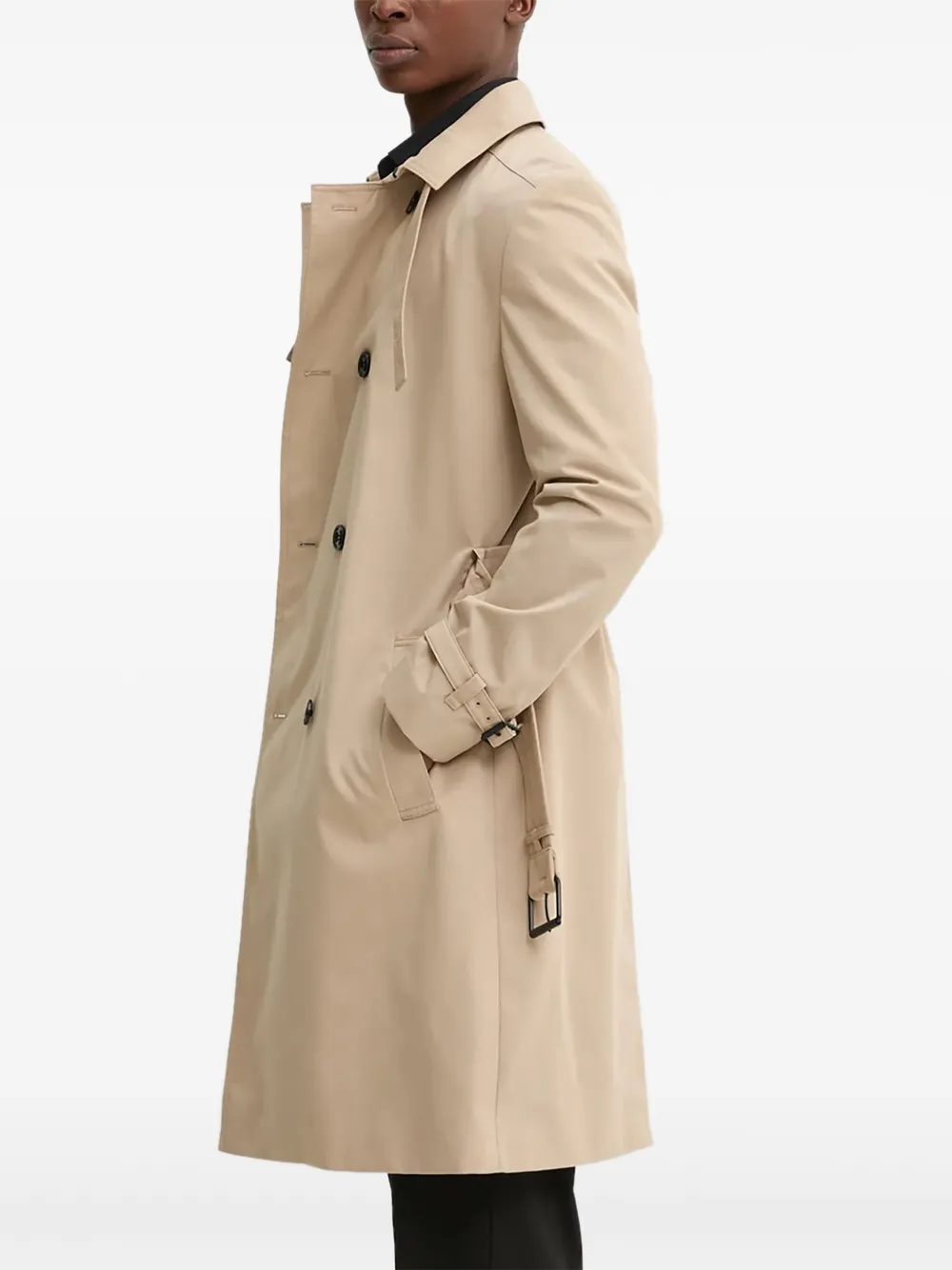 HUGO Trenchcoat met dubbele rij knopen en ceintuur Beige