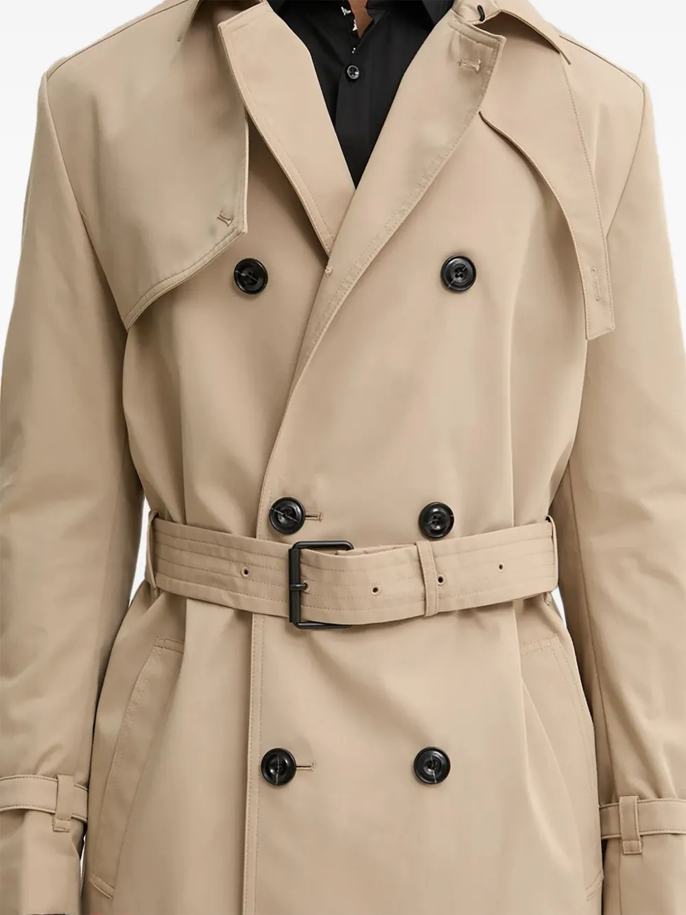 HUGO Trenchcoat met dubbele rij knopen en ceintuur Beige