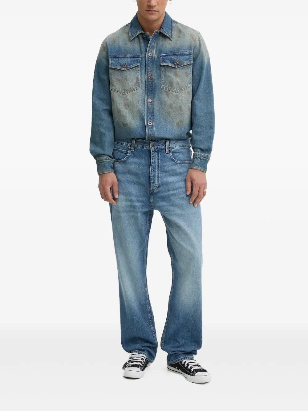 HUGO logo-patch jeans Blauw