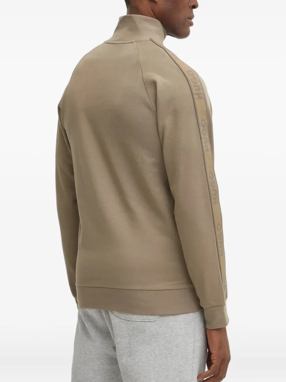 HUGO logo-detailing zip-up sweatshirt - Beige