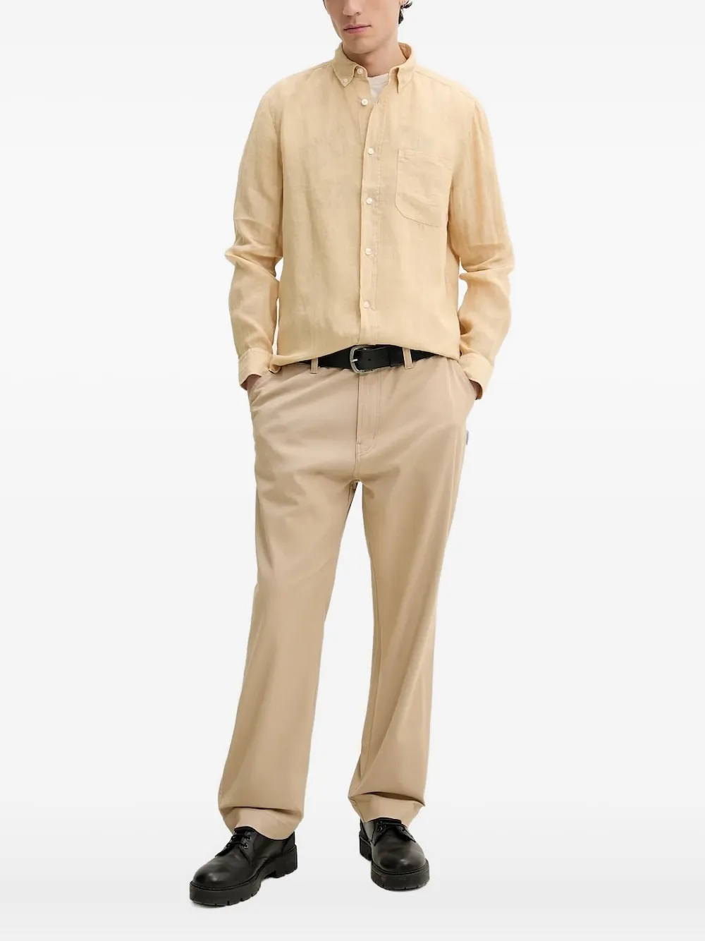 HUGO Linnen overhemd Beige