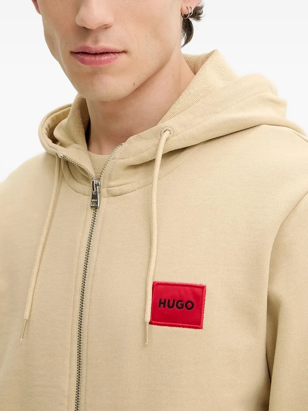 HUGO Hoodie met logopatch Beige