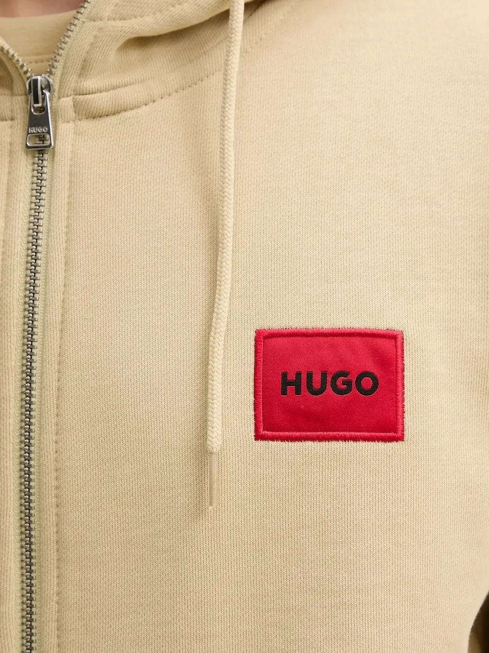 HUGO Hoodie met logopatch Beige