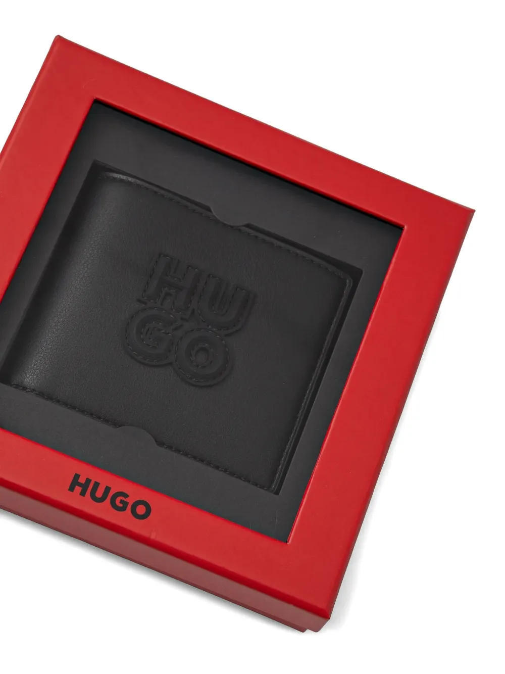 HUGO Portemonnee met logo-reliëf Zwart
