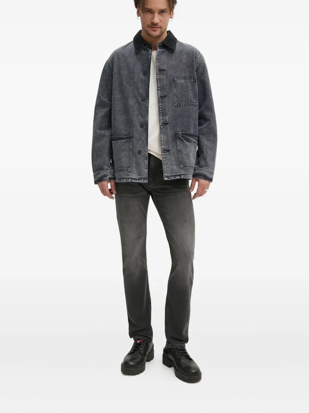 HUGO logo-patch straight-leg jeans Grijs